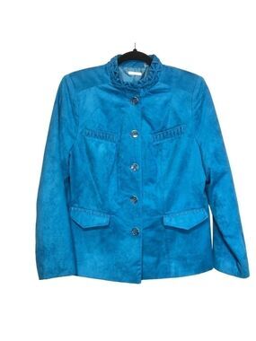 NWT Tanjay Bright Blue Faux Suede Blazer Jacket, size 8P